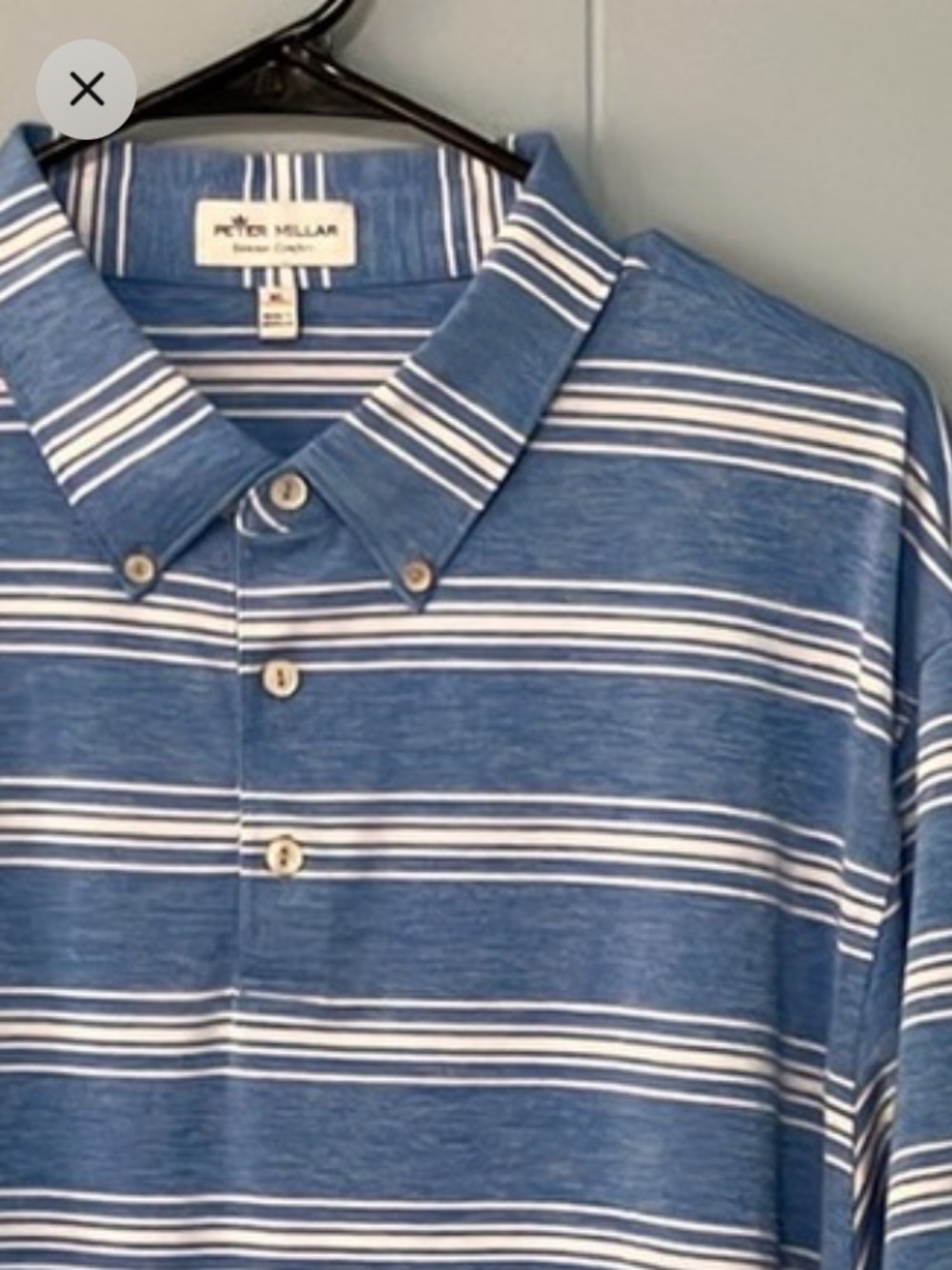 Peter Millar Summer Comfort Men’s XL Blue & White Striped Performance Golf Polo